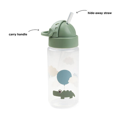 Done by Deer Straw bottle - Happy Clouds -Green - 350 ml