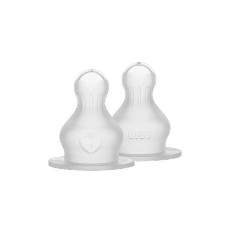 BIBS Baby Bottle Nipple Round Silicone 2 Pack Slow Flow