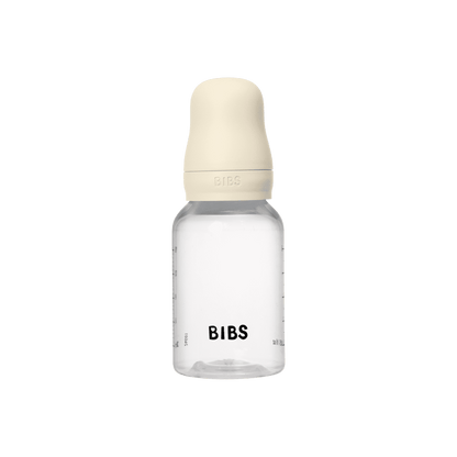 BIBS Baby Bottle Round Nipple Latex 1 Pack 150 Ml Slow Flow-Ivory