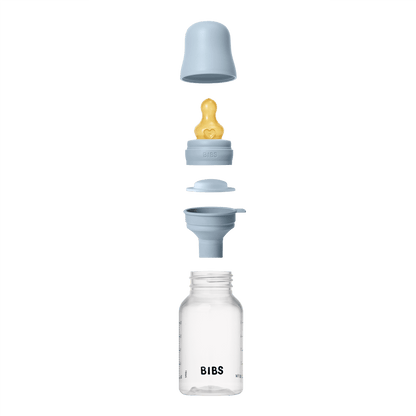BIBS Baby Bottle Round Nipple Latex 1 Pack 150 Ml Slow Flow-Baby Blue
