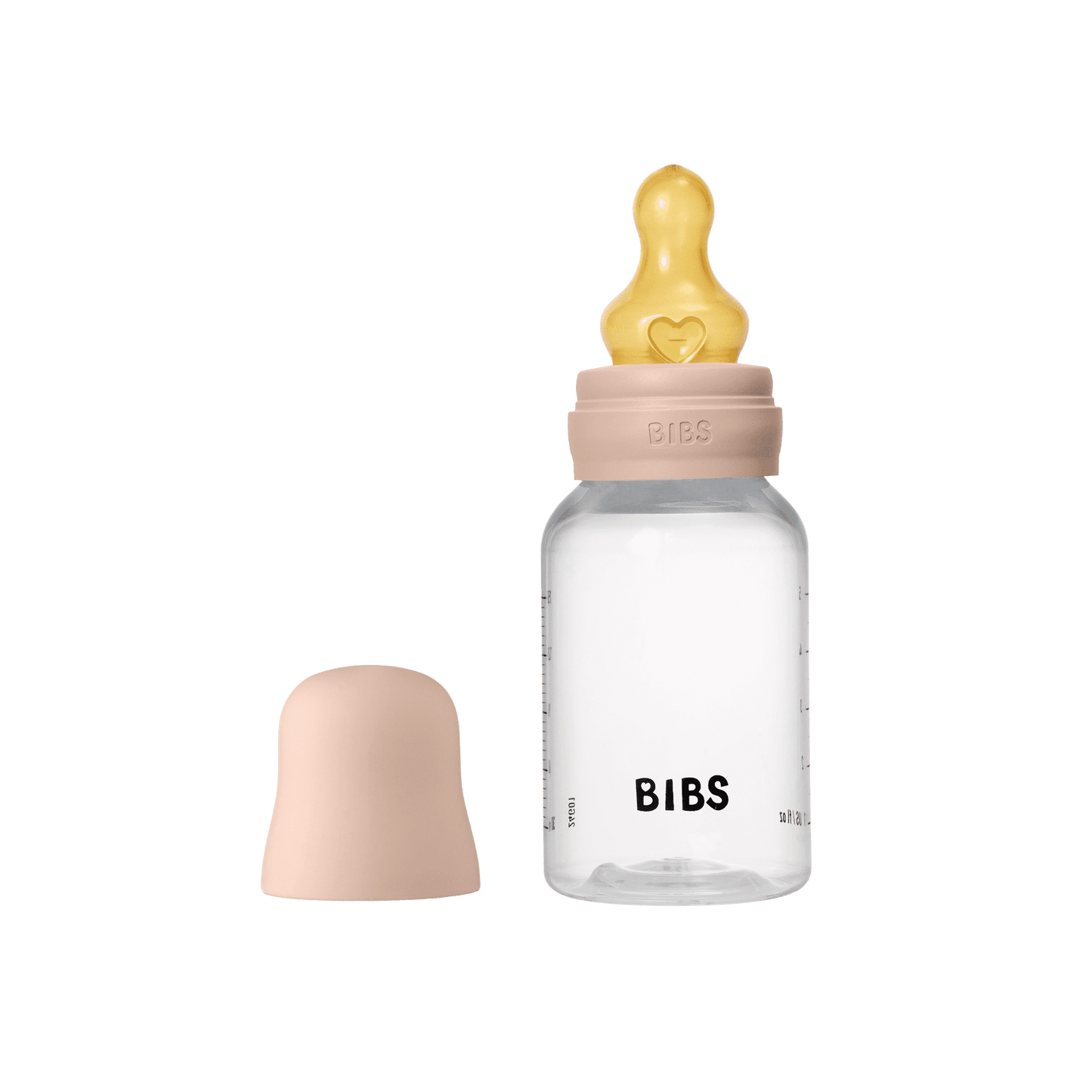 BIBS Baby Bottle Round Nipple Latex 1 Pack 150 Ml Slow Flow- Blush