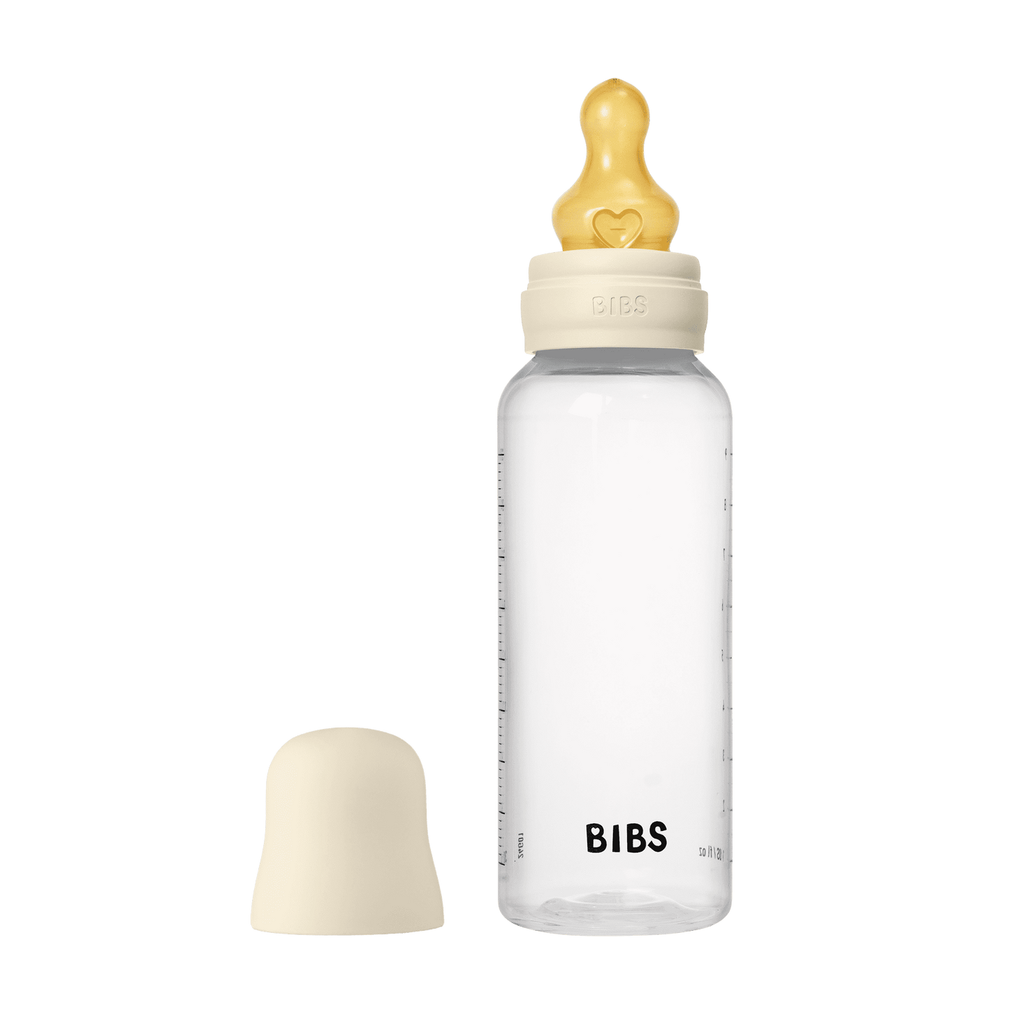 BIBS Baby Bottle Round Nipple Latex 1 Pack 270 Ml Medium Flow-Ivory