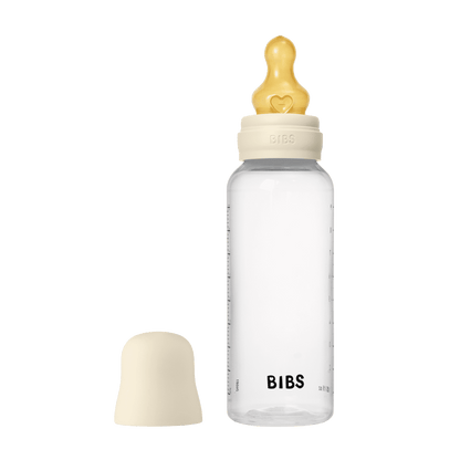 BIBS Baby Bottle Round Nipple Latex 1 Pack 270 Ml Medium Flow-Ivory