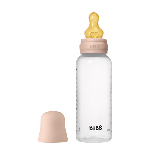 BIBS Baby Bottle Round Nipple Latex 1 Pack 270 Ml Medium Flow- Blush