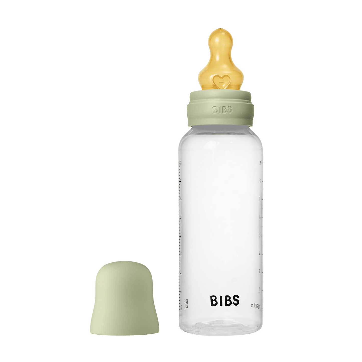 BIBS Baby Bottle Round Nipple Latex 1 Pack 270 Ml Medium Flow- Sage