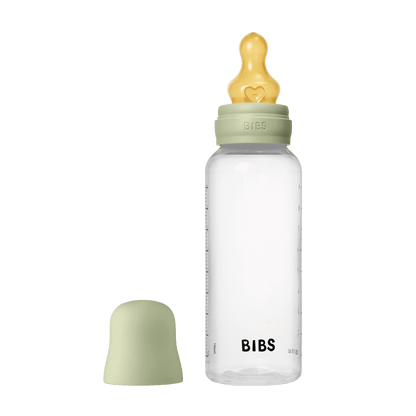 BIBS Baby Bottle Round Nipple Latex 1 Pack 270 Ml Medium Flow- Sage