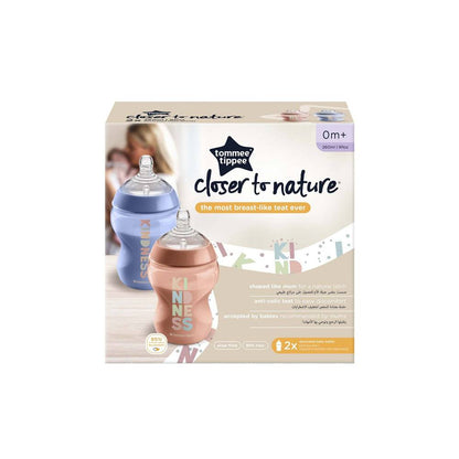 Tommee Tippee Closer to Nature Feeding Bottle, 260ml x 2 - Girl