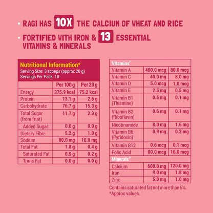 Slurrp Farm- NO ADDED SUGAR, Strawberry, Ragi & Rice Cereal