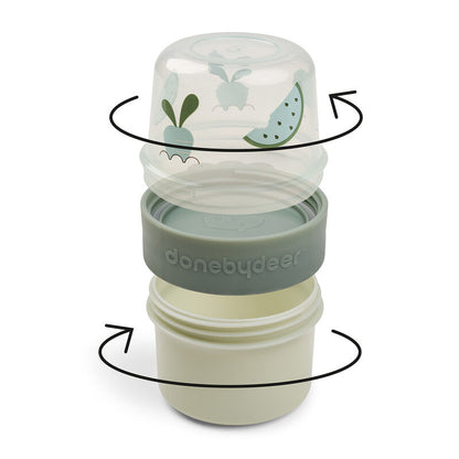 Done by Deer -To go 2-way snack container -Birdee -Green