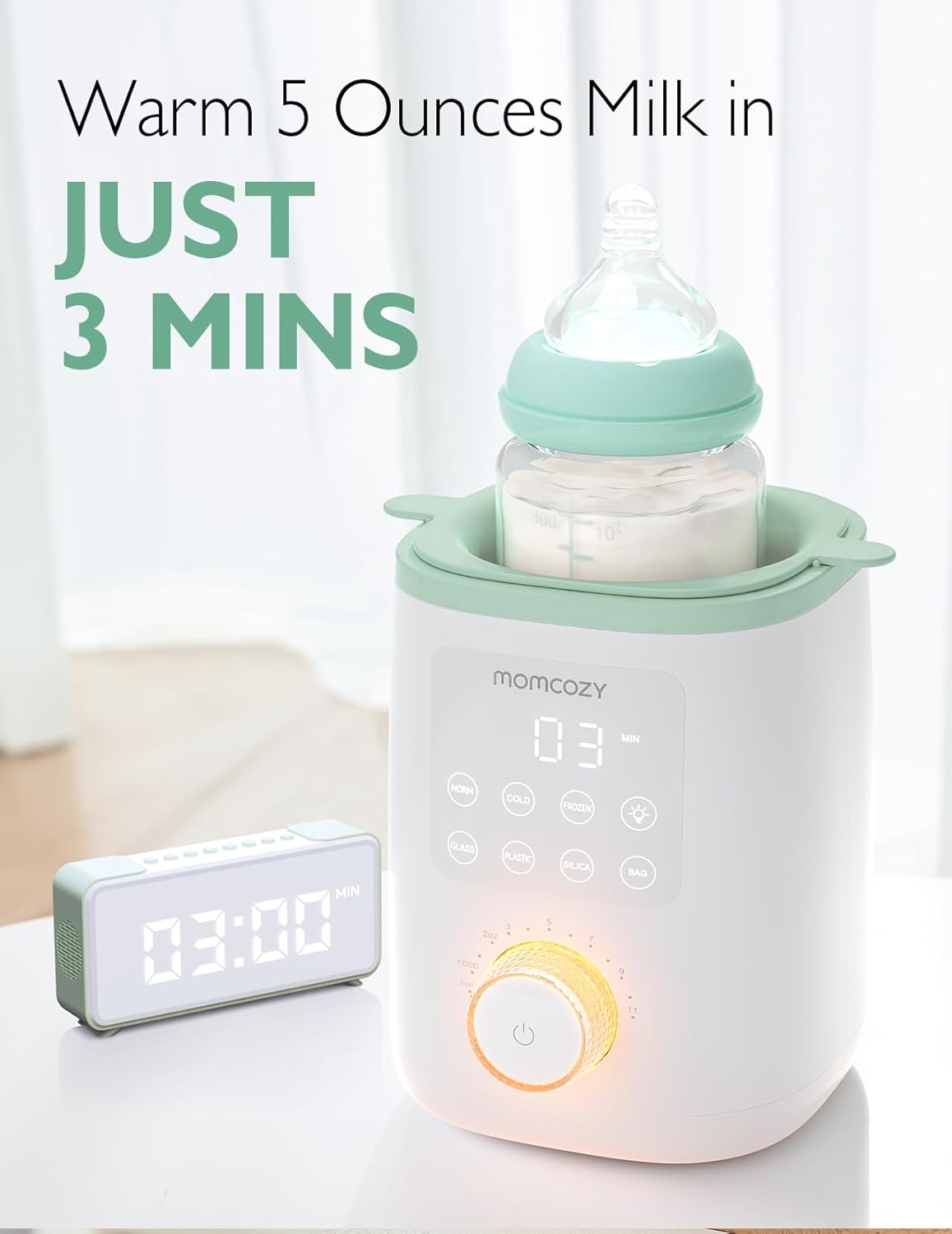 Momcozy - Nutri Smart Baby Bottle Warmer - White/Green