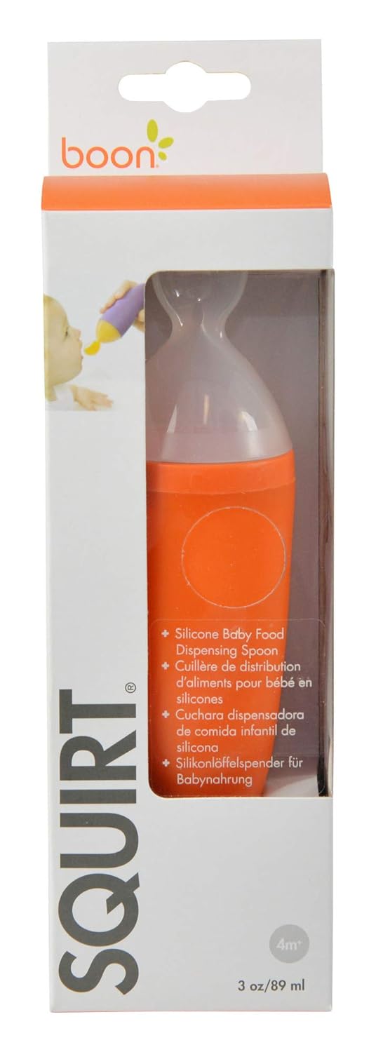 Boon Squirt Silicone Baby Food Dispensing Spoon,Orange