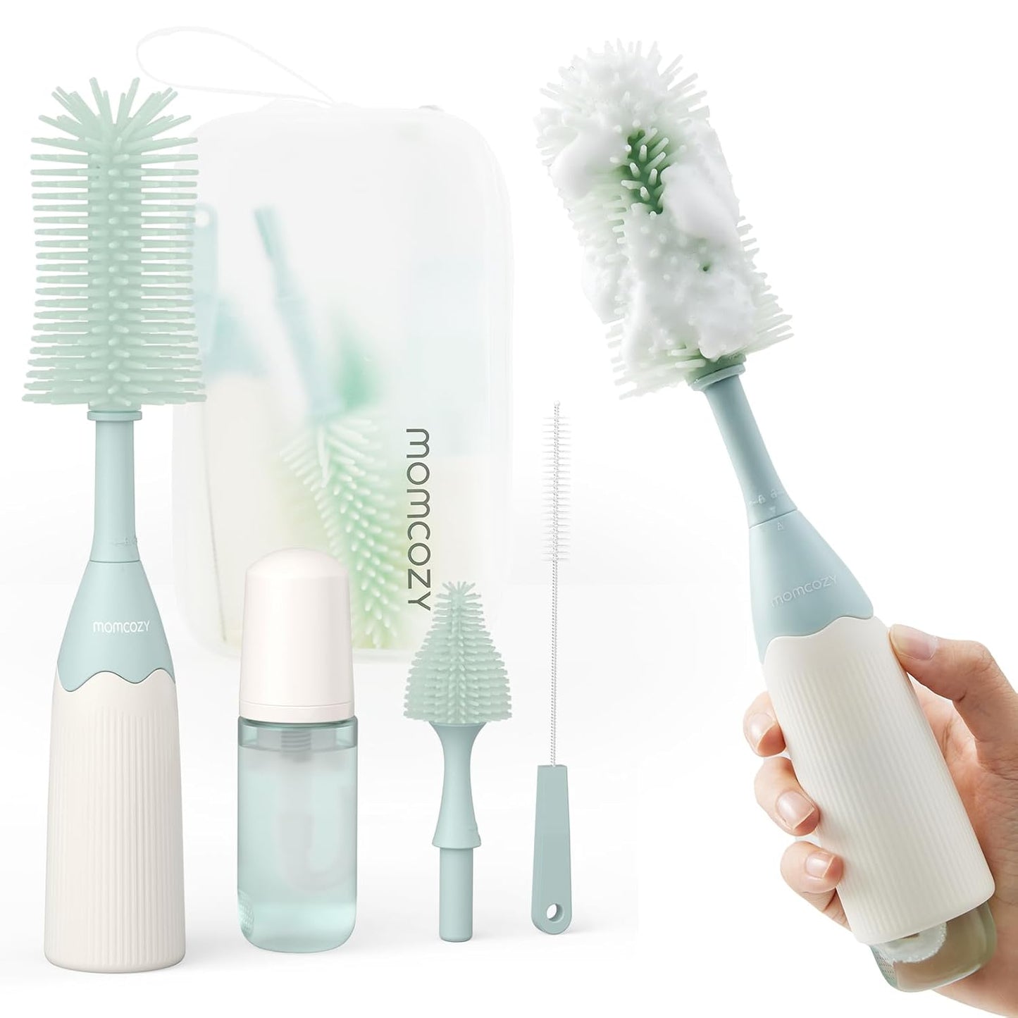 Momcozy Innovative Push-Press Design Bottle Brush Kit