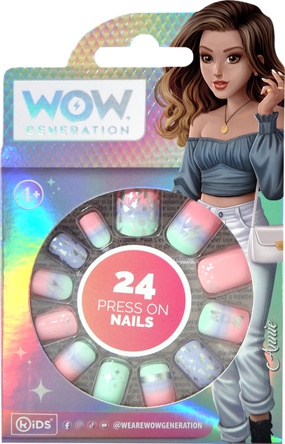 Set of 24 Adhesive Nails-WOW Generation