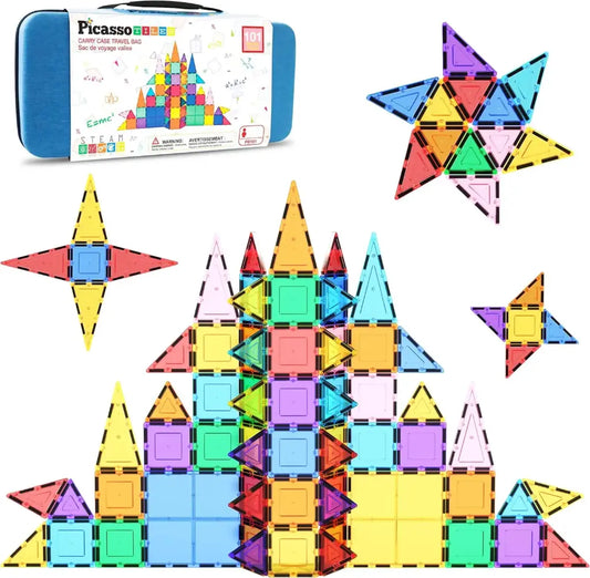 101 Piece Magnetic Tile Building Set with Carry Case– PicassoTiles