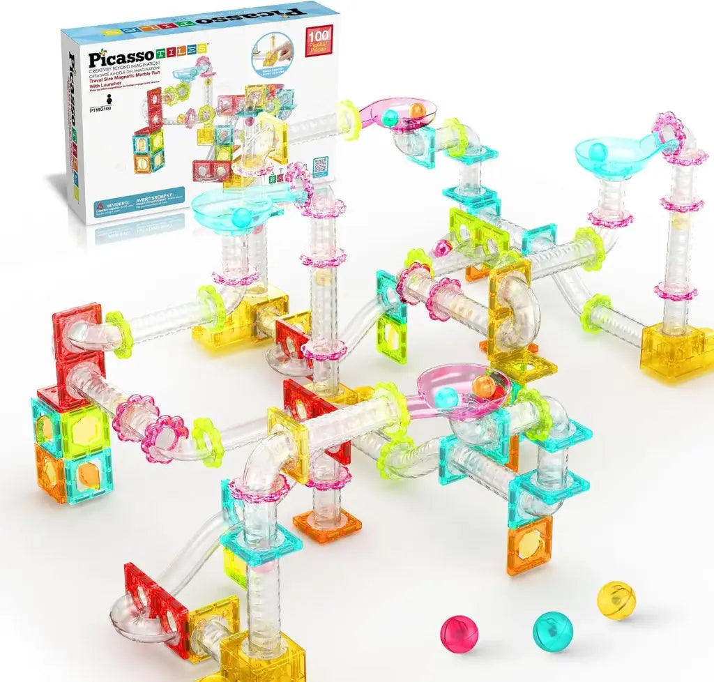 100 Piece Magnetic Marble Run Set with Launcher – PicassoTiles