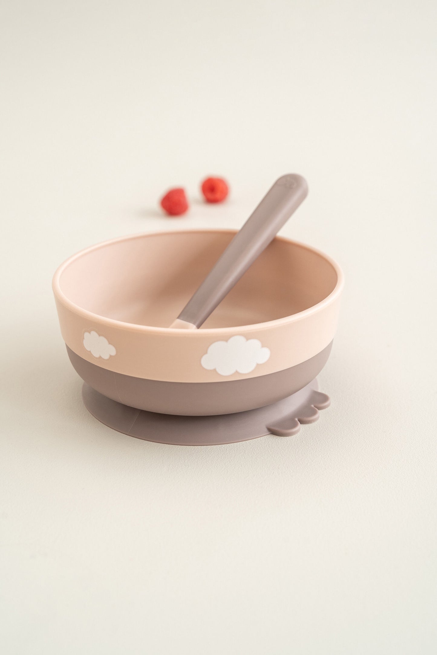 Done by Deer-Foodie first meal set w/suction - Happy Clouds -Powder