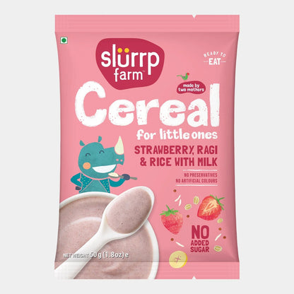 Slurrp Farm- NO ADDED SUGAR, Strawberry, Ragi & Rice Cereal