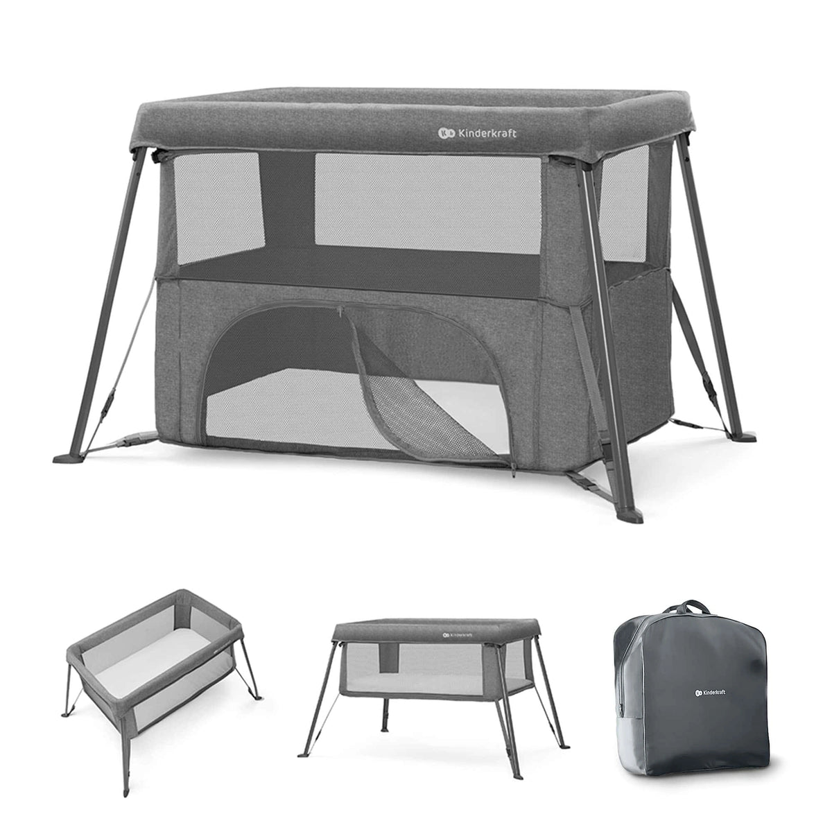 Kinderkraft - Cami 3-In-1 Baby Cot - Grey