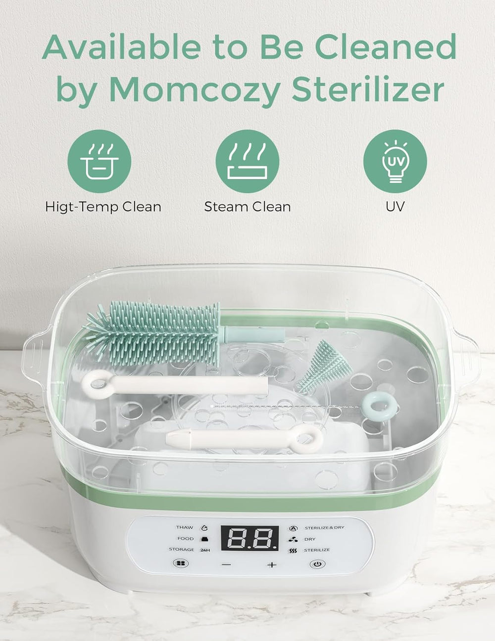 Momcozy - 7 in 1 - Push-Press Design Bottle Brush Kit - Classic Style