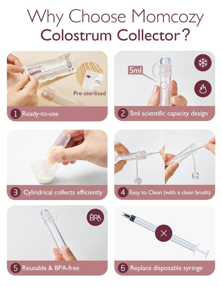 Momcozy Silicone Colostrum Collector - Pre-Sterilized, BPA-Free (6 Pack)