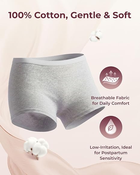 Momcozy postpartum boyshorts 100% cotton breathable fabric