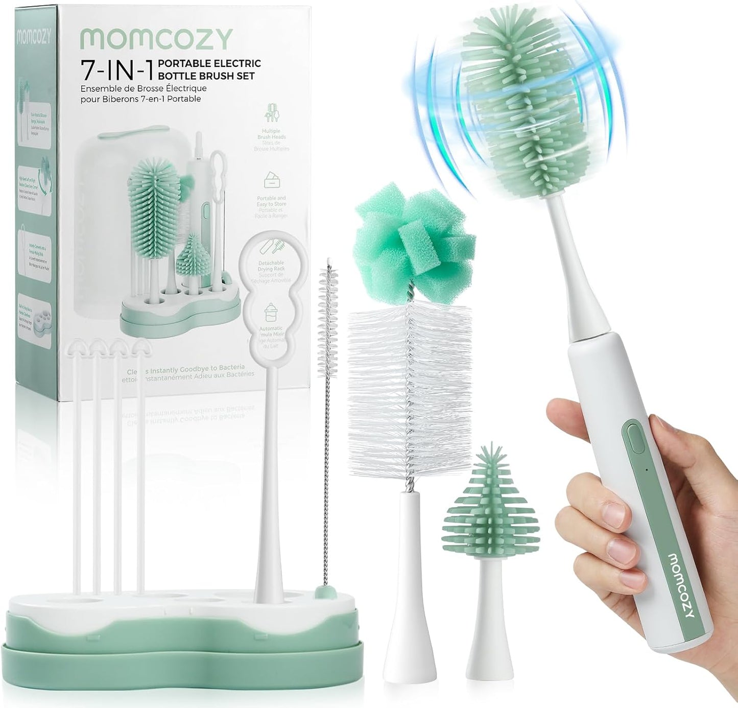 MomCozy 7-in-1 Portable Electric Bottle Brush