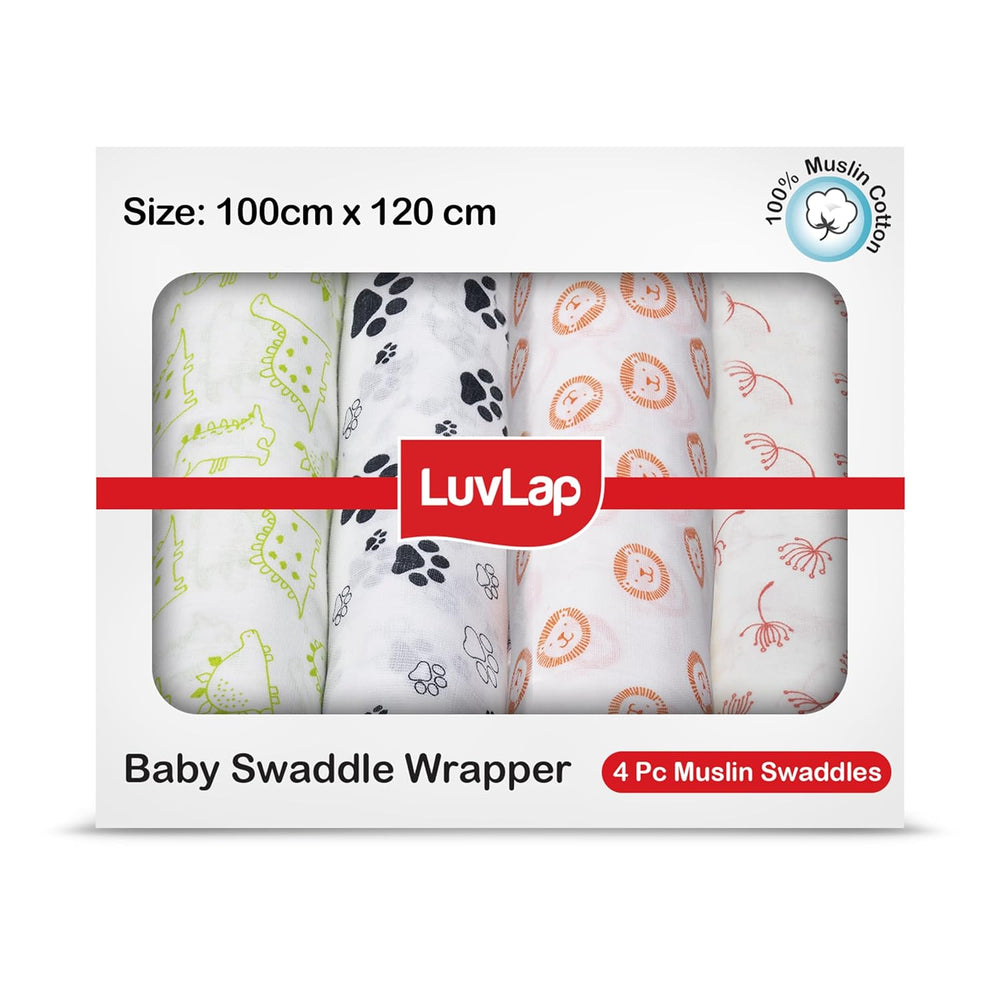 Luv Lap - Muslin Swaddle Set of 4 - Animals
