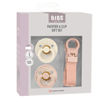 BIBS Colour Pacifier & Loop Clip Gift Set Latex Size 1 — Blush / Ivory