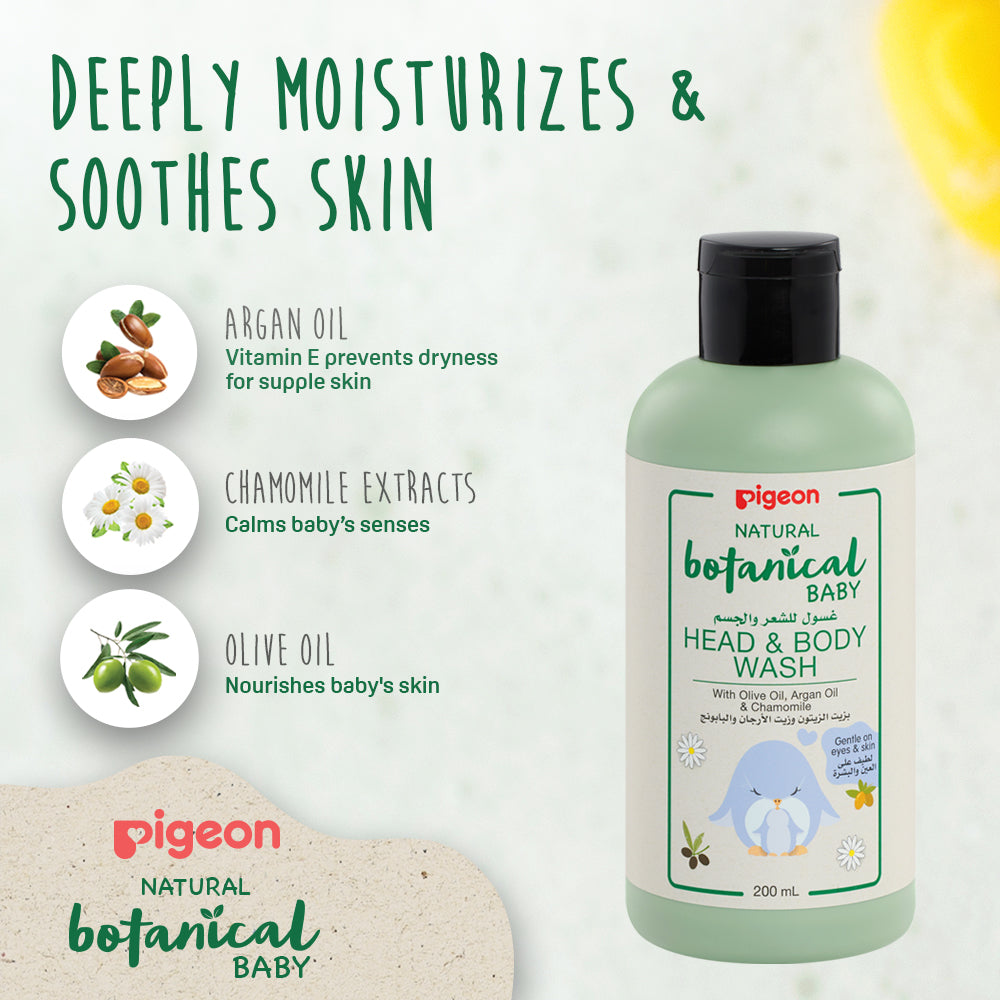 Pigeon Natural Botanical Baby Head & Body Wash – 200ml