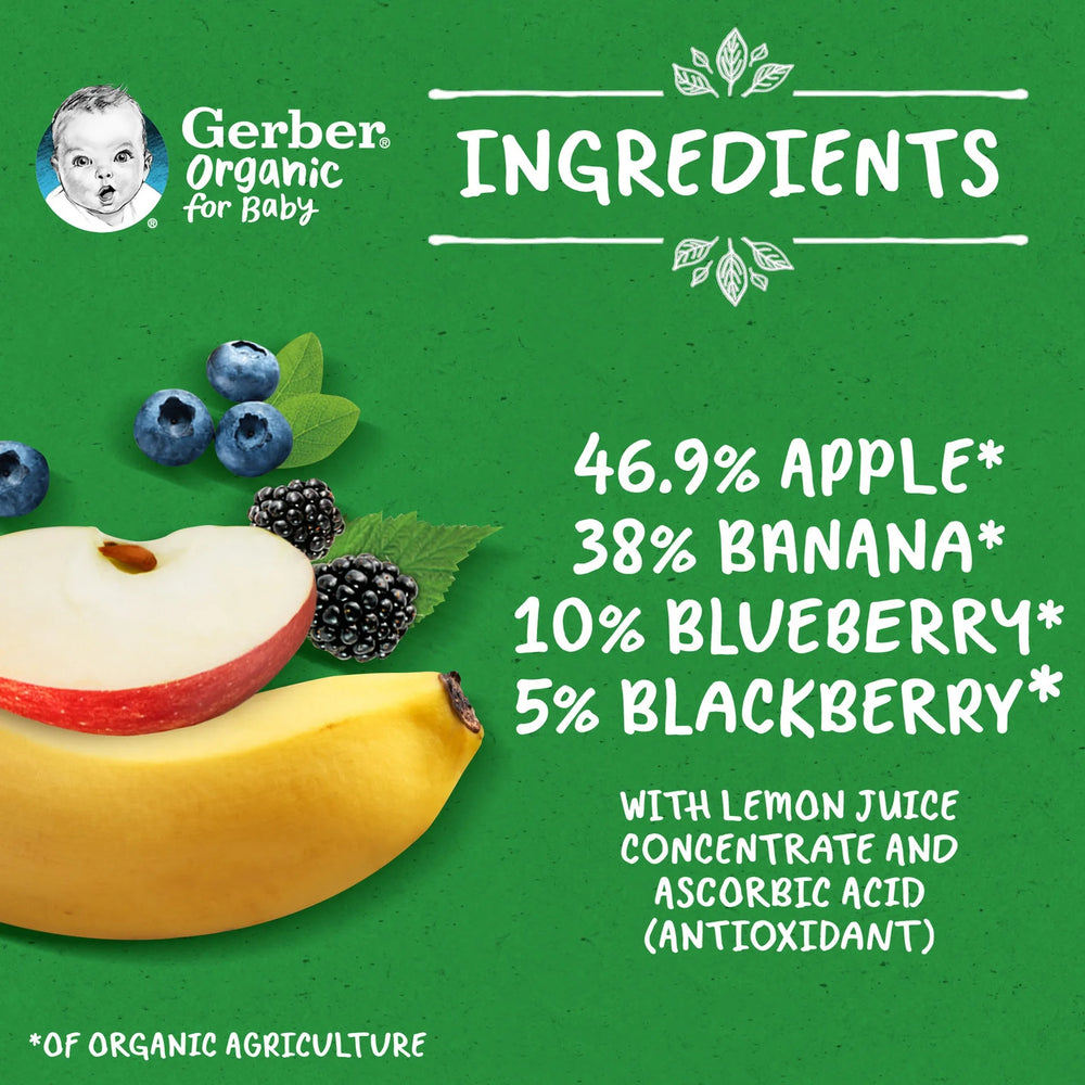 Gerber - Organic Apple Banana Blueberry & Blackberry 90g