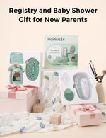 Six Momcozy Glow Baby Kit essentials labelled individually