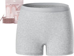 Momcozy grey cotton disposable postpartum boyshorts with individually sealed packaging