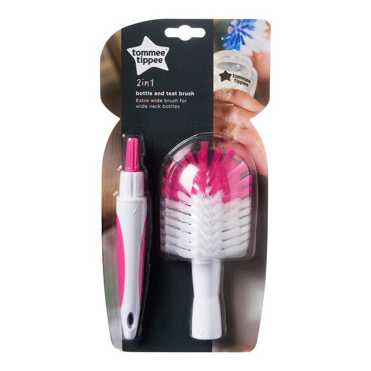 Tommee Tippee Closer to Nature Bottle Brush and Teat Brush-Pink