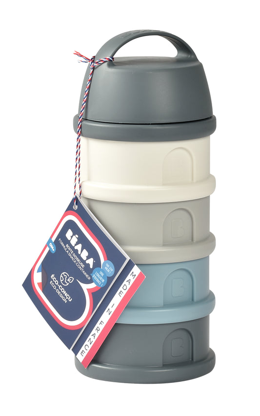 Beaba - 4 Compartments Formula Milk Container -Mineral grey/blue