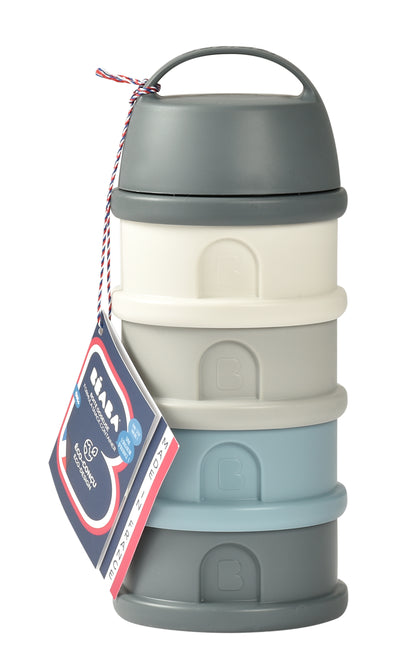 Beaba - 4 Compartments Formula Milk Container -Mineral grey/blue