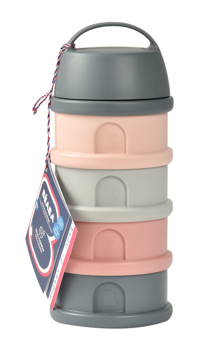 Beaba - 4 Compartments Formula Milk Container - Grey/Pink