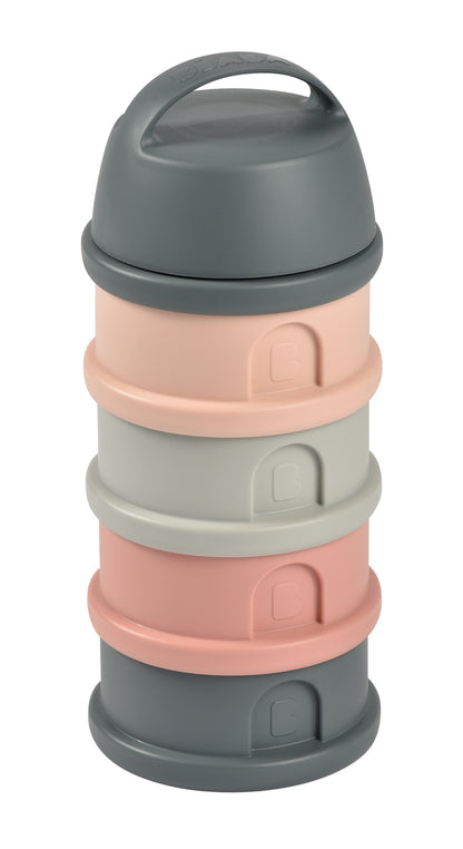 Beaba - 4 Compartments Formula Milk Container - Grey/Pink