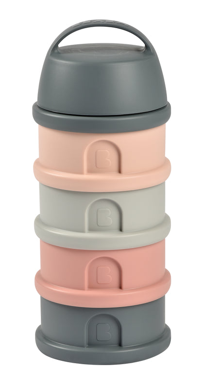 Beaba - 4 Compartments Formula Milk Container - Grey/Pink