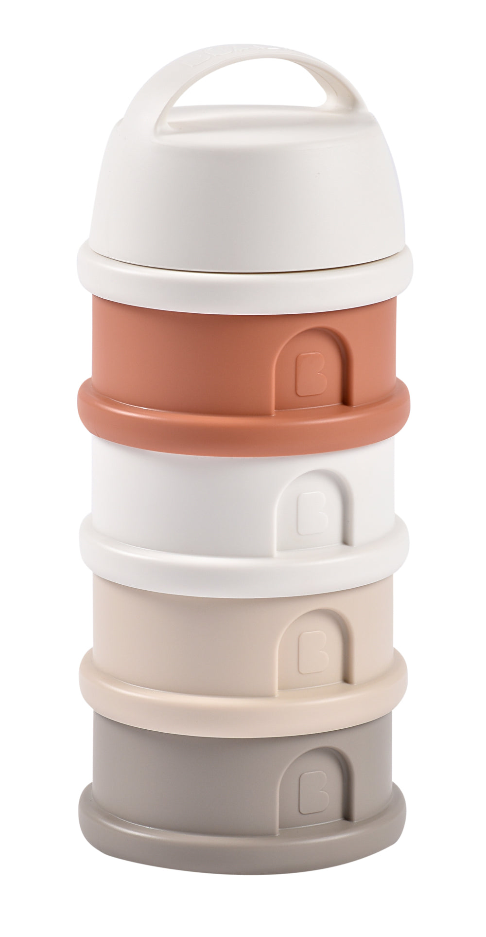 Beaba - 4 Compartments Formula Milk Container -Cotton White Terracotta
