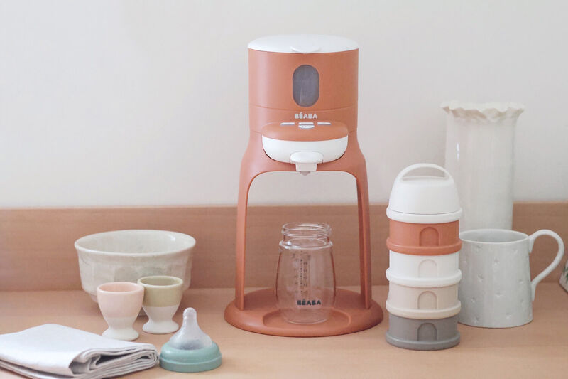 Beaba - 4 Compartments Formula Milk Container -Cotton White Terracotta