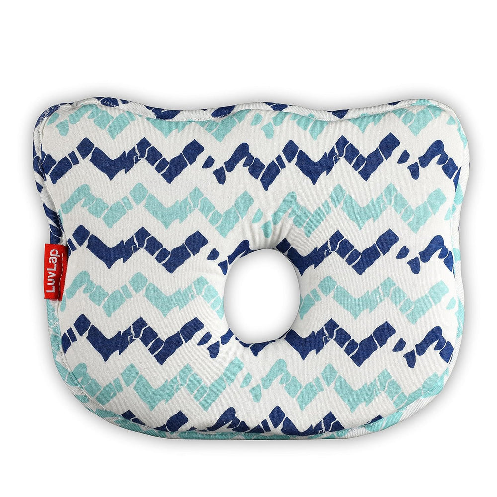 Luv Lap - Baby Memory Foam Head Pillows Teddy - Lines Blue