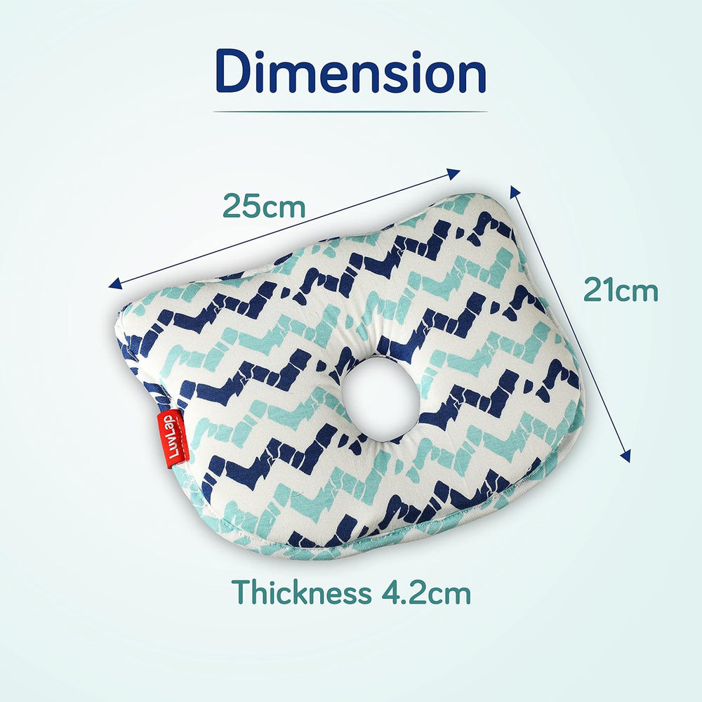 Luv Lap - Baby Memory Foam Head Pillows Teddy - Lines Blue