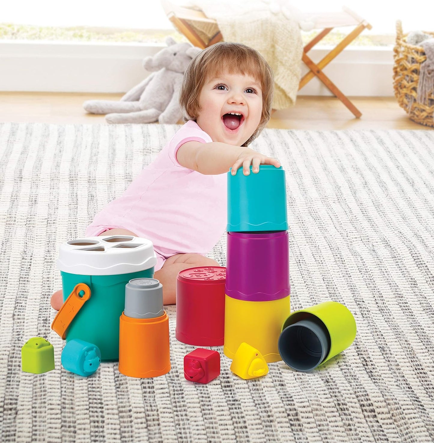 Shape Sorting Stack N' Nest Buckets (10 Pcs) | 6M+