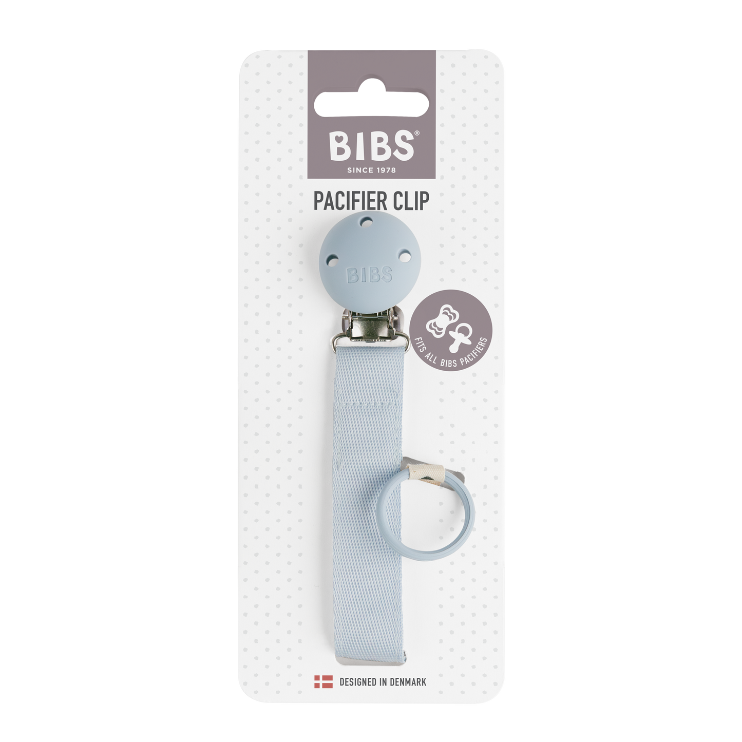 Bibs Pacifier Clip Ribbon Dusty Blue