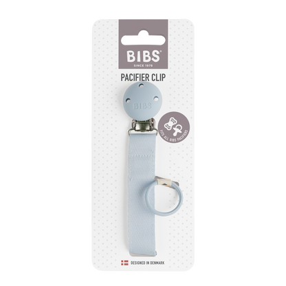 Bibs Pacifier Clip Ribbon Dusty Blue