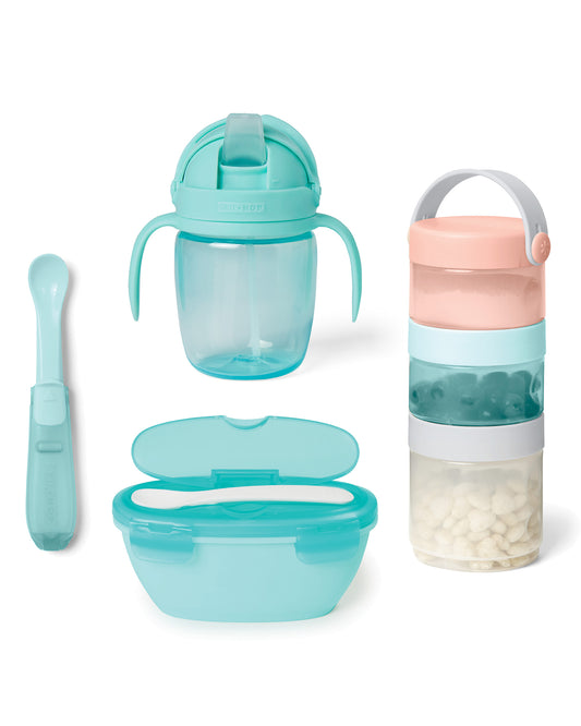 Skip Hop Easy-Pack Travel Feeding Set Soft Teal/Multi