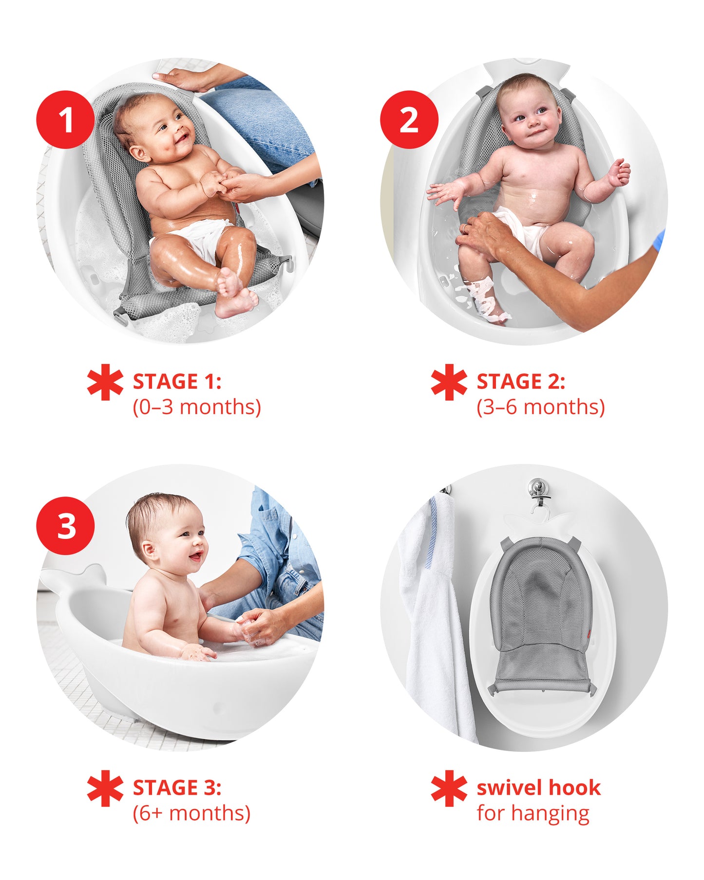 SkipHop - Moby Smart Sling 3-Stage Tub - White