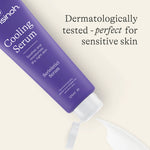 Lansinoh Cooling Serum tube held in hand, quick-absorbing formula