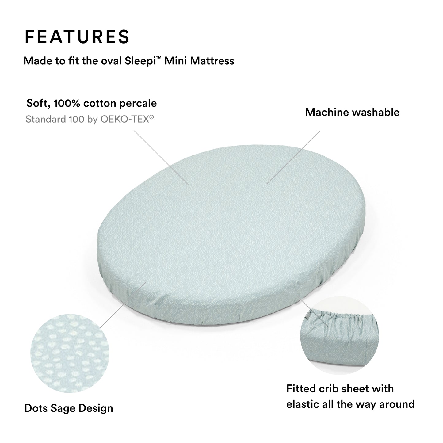 Stokke Sleepi Mini Fitted Sheet Dots Sage