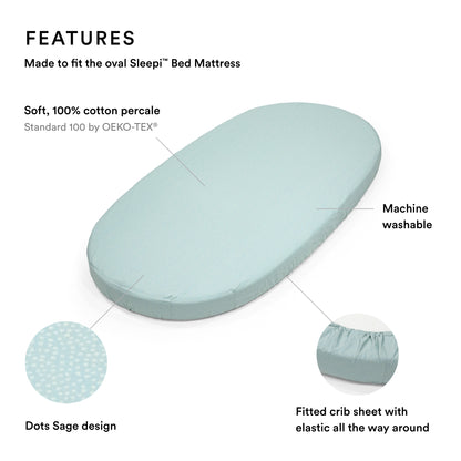 Stokke Sleepi Bed Fitted Sheet Dots Sage